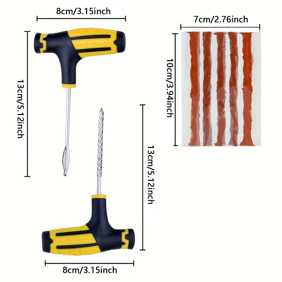 Car Tire Repair Tool Tire Repair Kit Studding Tool Set Auto Bike Tubeless Tire Tyre Puncture Plug Garage Tools with Rubber Strip